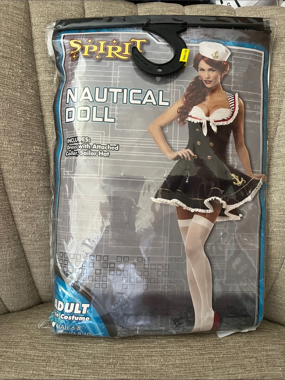 Halloween Spirit Nautical Doll Costume - Black, White, Red